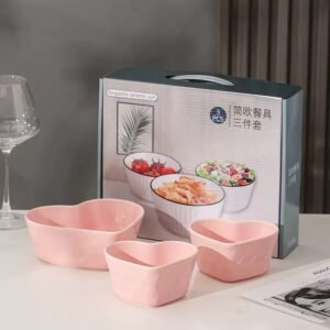 Exquisite Ceramic Bowls Set (Pink Heart)