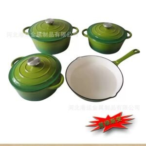 Cast Iron Cooking Pot Set (Green Gradient)