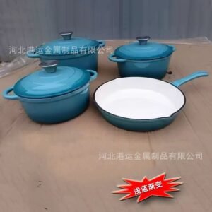Cast Iron Cooking Pot Set (Light Blue Gradient)