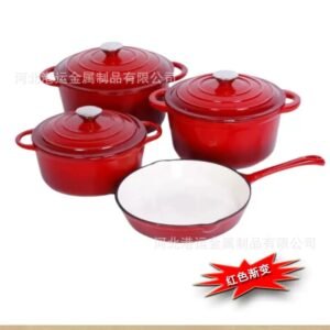 Cast Iron Cooking Pot Set (Red Gradient)
