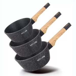 UCC LIFE Granite Saucepan Set (Grey - 3 Pcs)