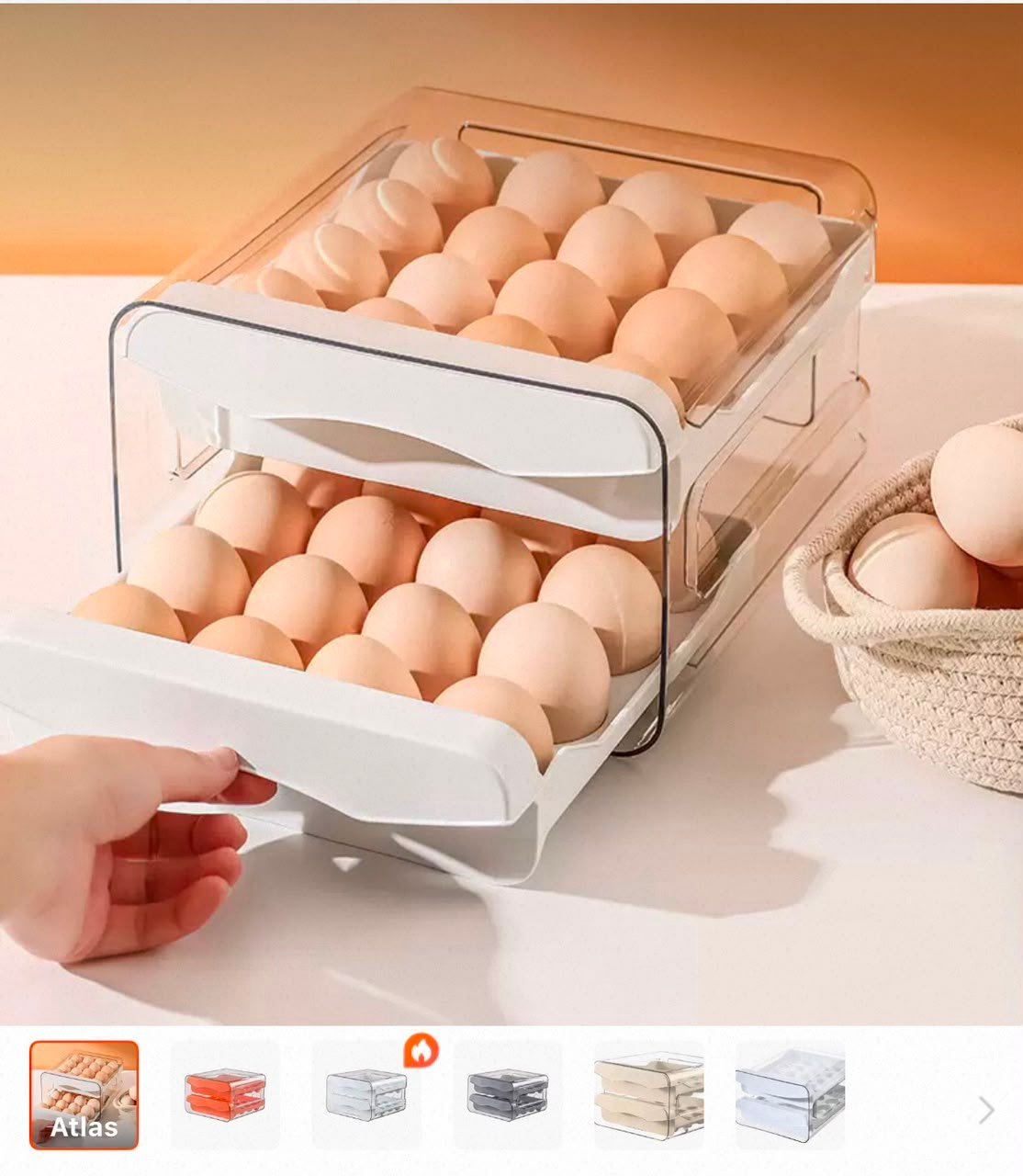Double Decker Transparent Egg Storage Rack